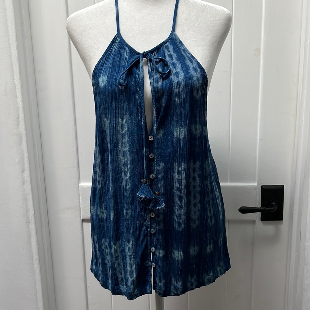 Lovestich Blue Boho Cami Tank Top